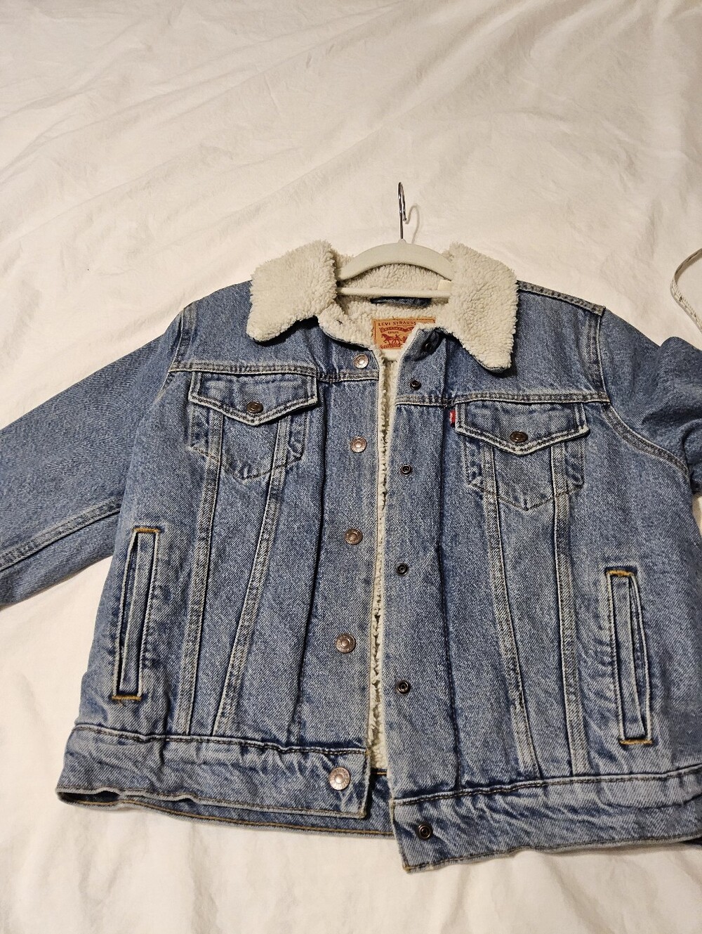 Classic Sherpa-Lined Denim Jacket for Womens - Light Blue